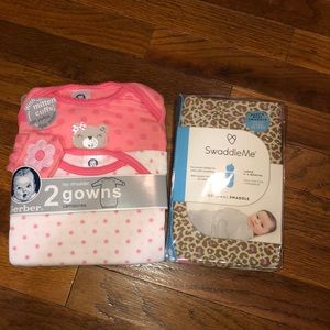 NWT Swaddle Me swaddle Gerber nightgowns